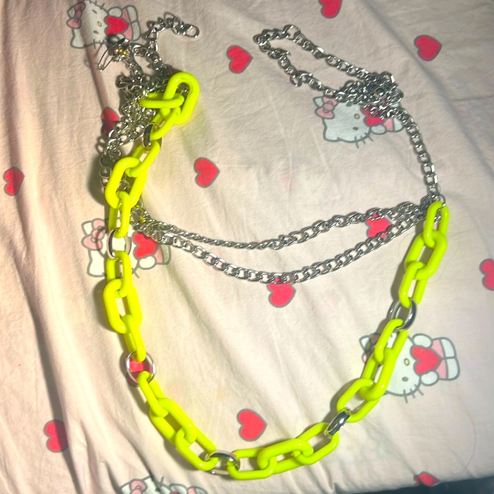 Neon Yellow and Silver Belt Chain